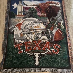 University Texas Blanket Tapestry Woven Blanket Horns UT Austin TX